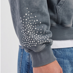 Nouveau design, prix raisonnable, sweat à capuche pour homme avec strass, manches longues, séchage rapide, anti-boulochage, vêtement décontracté, sweat à capuche pour homme avec strass - Product Image 4