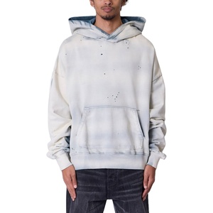 Sudaderas con Capucha Desgastadas Personalizadas, Estilo Urbano Holgado, Sudadera de Forro Polar, Diseño Vintage Desteñido, Fabricante de Ropa OEM de Moda - Product Image 3