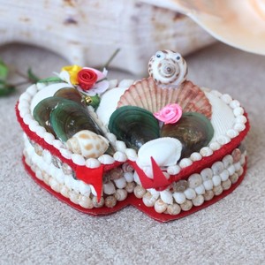 Luxurious Designer Double Heart Shaped <b>Earrings</b> <b>Box</b> Jewelry Boxes Decorated With Seashells Velvet Lining <b>Earring</b> Container - Product Image 1