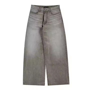 Vaqueros de mezclilla casuales de pierna recta para hombre, lavados a medida, con logotipo impreso de alta calidad, 100% algodón, con remaches y bordados, estilo Hip Hop para fiesta. - Product Image 1
