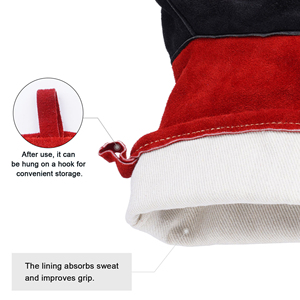 Guantes de Soldadura Multifuncionales de 27 cm, Resistentes al Calor, para Soldadura Mig/Stick/Tig, Parrilla, Estufa, Barbacoa, Extra Largos, Rojos - Product Image 4