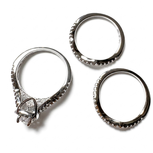 925 <b>Silver</b> Three-Piece Moissanite <b>Ring</b> <b>Set</b> Suitable for Daily Wear and Gift-Giving on Holidays - Product Image 2