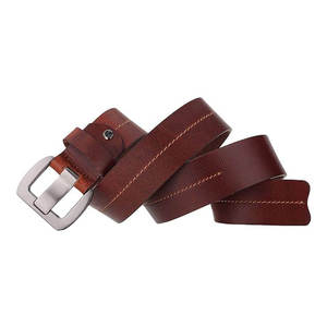 Cinturón de Cuero Genuino para Hombre, Estilo Casual, Acabado Marrón Premium, con Hebilla de Latón Niquelado - Product Image 1