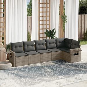 Juego de Sofás de Jardín de Mimbre Sintético Gris 100% Poliéster y Acero con Recubrimiento en Polvo - Product Image 1