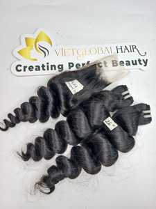 มัดผมมนุษย์ลอนหลวมธรรมชาติผมลอนแบบสองชั้นทำจากเวียดนามไม่พันกัน - Product Image 4