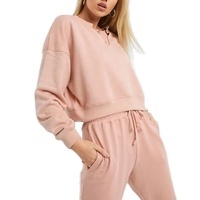 Wholesale Women's Casual Lounge Wear Track Suit With Drawstring Hem Women's Plain Pullover Full Sleeve Sweat Suit - Product Image 5