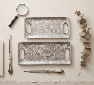 Plateau en métal lourd à texture unique effet galet, pour cuisine et salle à manger, ensemble de vaisselle en stock - Product Image 3