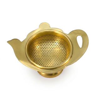 Brass Fine Mesh Tea Strainer Reusable Tea Infuser Loose Leaf Tea Filter with Side Handles for <b>Teapot</b> Tea Brewing - Product Image 1
