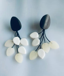 Princess Cut Real Horn and Epoxy Resin Drop <b>Earrings</b> Classic Flower Shape for Party and Traditional Dress for Fashion Walks - Product Image 2