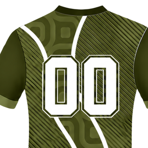Camiseta de Rugby Verde Oliva y Blanca, Manga Corta, Cuello en V, Uniforme de Equipo con Diseño Geométrico, Personalizable, Transpirable, Ropa Deportiva para Entrenamiento - Product Image 4