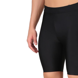 Shorts de compression noirs pour hommes, style sportif, séchage rapide, spandex, polyester, taille élastique, longueur Bermuda - Product Image 3