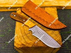 High Quality Damascus Steel Fixed Blade <b>Kitchen</b> & Camping <b>Knife</b> Handmade Razor <b>Sharp</b> DIY ODM with Leather Sheath Bulk - Product Image 5