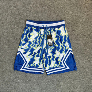 Shorts de basketball pour garçons, bleu uni, en mesh respirant, avec cordon de serrage, taille élastique, shorts de sport d'été, imprimé sublimé à blocs de couleur - Product Image 6