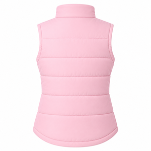 Chaleco Acolchado Rosa para Mujer con Cuello Alto, Sin Mangas, Informal, para Invierno, Largo Regular, Color Sólido - Product Image 2
