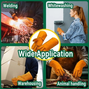 Gants de soudage en cuir de vachette de qualité supérieure, résistants à la chaleur et aux étincelles, antistatiques, pour four, boulangerie, barbecue - Product Image 5