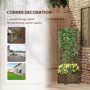 Aiuola rialzata in legno carbonizzato con traliccio per piante rampicanti e ortaggi, elegante traliccio e cancelli per recinzioni - Product Image 6