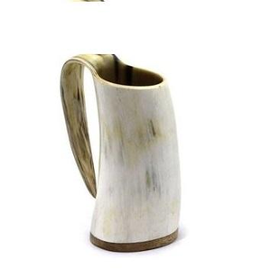 Chope en corne de viking et tasse en corne de buffle - Artisanat écologique fait main au design moderne, origine indienne, peau blanche - Product Image 1