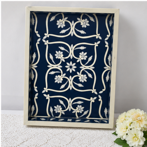 Handcrafted <b>Decorative</b> Wooden Serving Tray| Floral Painted Breakfast Tray Rectangular Display Organizer Home <b>Kitchen</b> Table <b>Decor</b> - Product Image 3