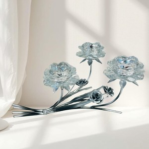 Candelabro de Cristal de Alta Calidad con Base de Metal para Decoración del Hogar - Product Image 6
