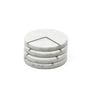 Juego de Posavasos de Mármol Blanco Auric Line con Franja de Latón, Decoración de Mesa Ecológica y de Lujo para el Hogar, Hoteles y Hostelería a Precio de Mayoreo - Product Image 2