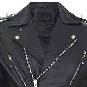 Veste en cuir véritable pour homme, décontractée, hiver, avec fermeture éclair, manches ajustables, logo sur le devant - Respirante et écologique - Product Image 4