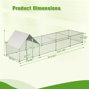 Gallinero Metálico Grande de 26 L x 6.7 W x 6.6 P pies, Corral para Gallinas con Entrada, Jaula de Alambre Galvanizado para Aves de Corral, Conejos y Patos - Product Image 2