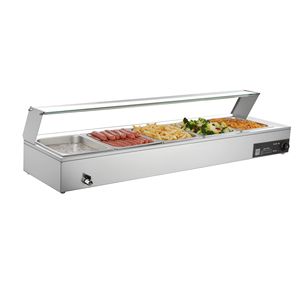 Calentador de Alimentos Eléctrico Comercial de Acero Inoxidable de 1500W, Baño María de Encimera con Tapa de Vidrio, Manual, 1500W - Product Image 1