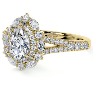 Anillo de compromiso de diseño elegante con diamante cultivado en laboratorio de 14k/18k, corte pera, marquesa, halo, tallo dividido y ovalado, para mujeres y niñas, ideal para fiestas. - Product Image 3