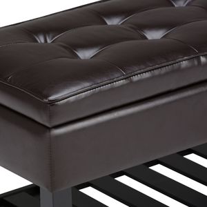 Panca contenitore Cosmopolitan Tanners Brown con fondo aperto, elegante sgabello e ottoman. - Product Image 3