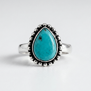 New Fashionable Romantic Wedding Engagement Gift Copper Turquoise Cluster Ring Jade Marrow Egg <b>Face</b> Inlay Elegant High-End - Product Image 2