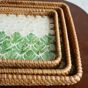 Plateau de service rectangulaire en rotin avec incrustation de mosaïque, fait main, style bohème, pour café, pain, fruits, décoration intérieure - Product Image 6