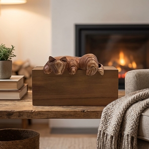 Décoration d'étagère en bois Jempinis fait main, chaton épieur marron clair, statue d'art animalier, ornement pour chambre, bureau, cadeau mignon pour chat, objet d'art - Product Image 3