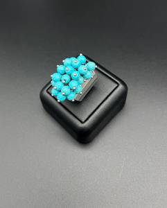 Bague large ajustable en argent sterling turquoise, certifiée IGI, bijou en pierre précieuse naturelle, bague statement pour femme, idéale pour festival et anniversaire - Product Image 2