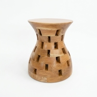 Tabouret en racine de teck moderne et écologique fait à la main, personnalisable, diamètre 40 x hauteur 45 cm, pour salon, chambre, maison, hôtel, appartement