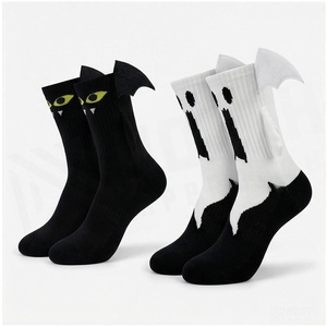 Halloween Crew <b>Socks</b> Ghost And Bat Design Cotton <b>Breathable</b> Casual <b>Socks</b> For Adults Autumn Season - Product Image 3