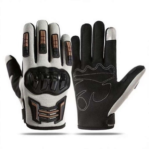 Gants de moto tactiques à doigts entiers en cuir noir, longueur poignet, durables, pour le cyclisme et les sports, impression par transfert thermique, pour hommes et femmes - Product Image 5