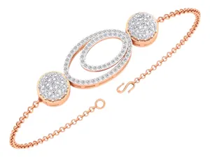 Bracelet chaîne en or massif 18 carats avec diamants ovales doubles de 1,00 carat cultivés en laboratoire, collection EtherStar Jewels, bijoux fins - Product Image 1