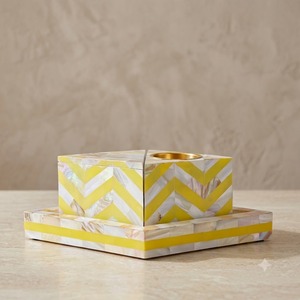 Quemador de Bakhoor Hecho a Mano con Madreperla Amarilla y Difusor de Aromaterapia Tallado en Madera de Sándalo, Decoración Moderna para el Hogar, Regalo - Product Image 1