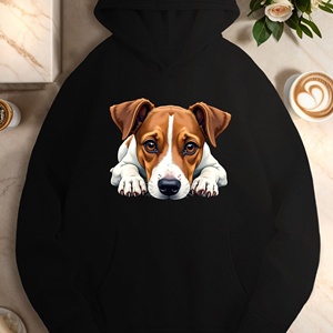 Sudaderas con capucha casuales para mujer de perro parecido a Jack Russell Terrier - Product Image 2
