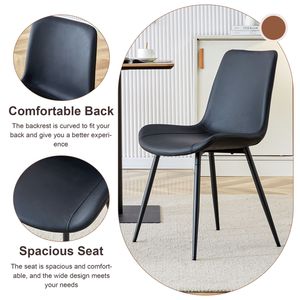 Tavolo da Pranzo Allungabile 59-71 Pollici con 8 Sedie Curve in PU Artificiale Nero, Set da 7 Pezzi per Sala da Pranzo - Product Image 4