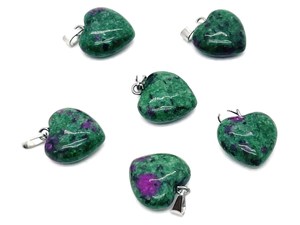 Colgante de Corazón de Zoisita Rubí Natural, Gema Pulida, Colgante de Cristal en Forma de Corazón, Fabricación de Joyería al por Mayor - Product Image 5