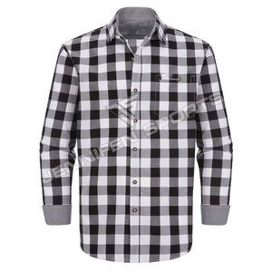 Costume d'Oktoberfest pour adultes, tenue traditionnelle bavaroise pour le festival de la bière allemande, chemise à carreaux noir et blanc 100% coton, costume de fête - Product Image 2
