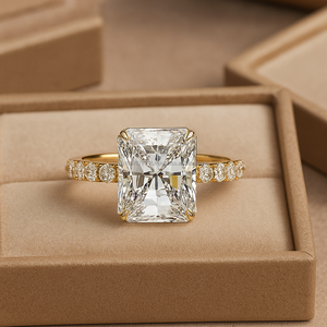 Anillo de Boda Solitario de Moissanita con Corte Radiante de 2.50 CT, Oro Amarillo de 10K, Certificado IGI, Regalo Perfecto para Fiestas Religiosas - Product Image 6