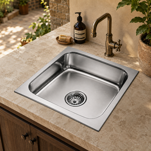 Stainless Steel Undermount 304 Grade Single Bowl <b>Kitchen</b> <b>Sink</b> Brushed Finish Square Minimalist - Product Image 3