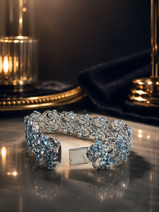 Bracelet chaîne Figaro en topaze bleue naturelle, argent sterling 925, bijoux de luxe en pierres précieuses pour femmes, cadeau pour mariage, fiançailles, fête - Product Image 3