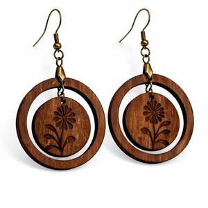 Boucles d'oreilles pendantes en bois, style bohème vintage chrétien, avec pampilles, faites à la main, rustiques, pour femme, pour fêtes, usage quotidien et occasions festives, au caractère affirmé - Product Image 4