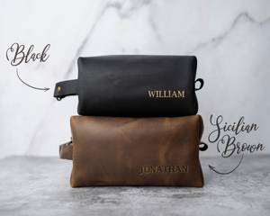 Vintage Leather Toiletry Bag Men Travel Cosmetic Organizer Waterproof <b>Shaving</b> Dopp <b>Kit</b> Bag LTB-0112 - Product Image 2