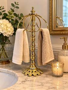 Handmade Polish Brass <b>Towel</b> Holder <b>Rack</b> Circular Design Rust Resistance For Bathroom Accessories Countertop Display Non Folding - Product Image 6