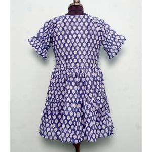 100% Pure Cotton Women's Mini <b>Dress</b> Indian Hand Block Floral Print Washable Eco-Friendly Breathable High Waist Boho Office Lady - Product Image 6