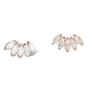 Pendientes de Botón Personalizados con Corte Marquesa, Claridad VVS, Oro de 14K, Diseño Nuevo al por Mayor, Regalo de Moda para Mujer - Product Image 1